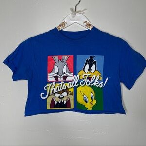 LOONEY TUNES THATS ALL FOLKS CARTOON CHARACTER CROP TOP SZ S